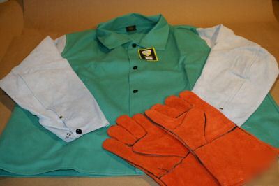 Tillman welding jacket ( l) leather sleeves,gloves 