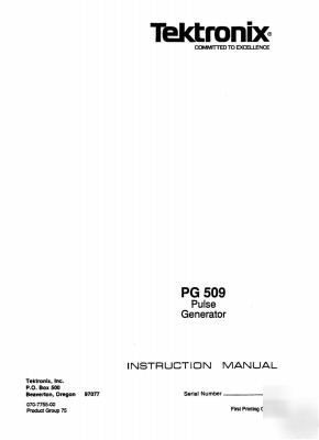 Tek tektronix PG509 pg 509 operation & service manual