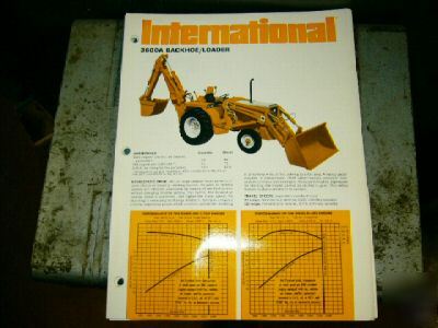 Old ih 3699A backhoe/loader information booklet