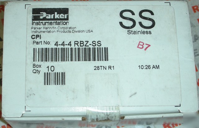 Parker stainless steel fitting 4-4-4RBZ-ss 1/4