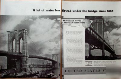 1937 us steel brooklyn bridge boats flowed under ad