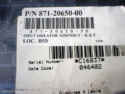 New kt cnc input isolator board k&t p/n 871-20650-00 