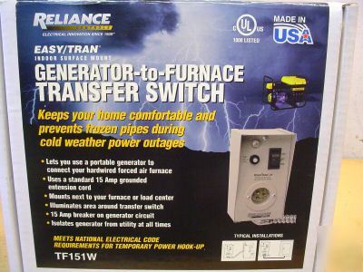 Reliance generator transfer switch 15 amp (furnace etc)