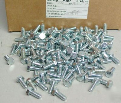 8 - 1.25 x 20 mm metric bolts grade 8.8, qty (25)