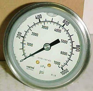 Haenni hydraulic pressure gauge 1000 psi 2-1/2