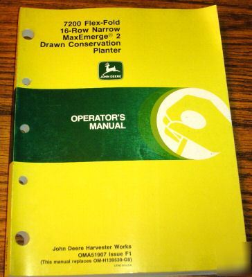 John deere 7200 maxemerge planter operator's manual jd