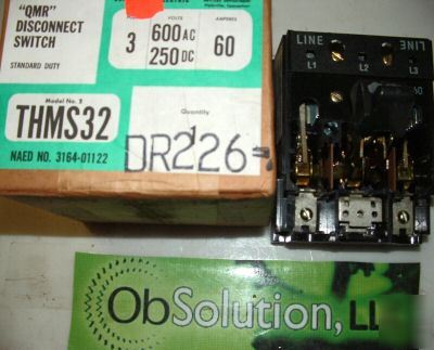 New ge heavy duty qmr switch THMS32 600VAC 3P 60AMP 