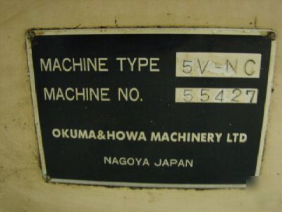 Okuma & howa 5V-nc cnc vertical mlling machine 