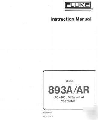 John fluke 893A 893AR operation & service manual
