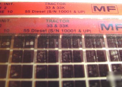Massey ferguson 33-55 dsl tractor parts book microfiche