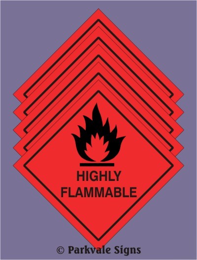 Pack of 5 highly flammable stickers (1309)
