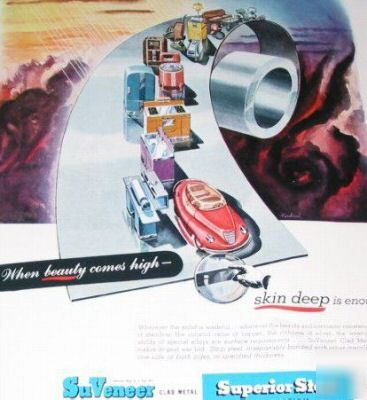 Superior steel suveneer clad metal nice art -2 1944 ads