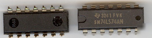 Texas instrument ic's SN74LS74AN dual d-type positive-e