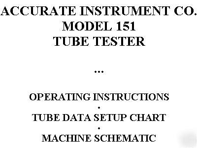 Setup data + manual accurate 151 tube tester checker