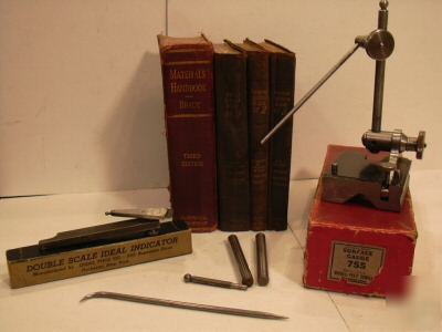 Vintage machinist tools,books,slide cards,indicator,lot
