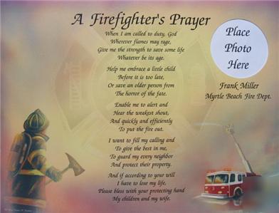 Firefighter's prayer personalized poem fire dept lot 18