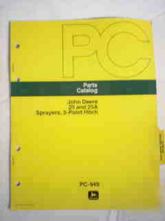 John deere 25 25A sprayer 3 point hitch parts catalog