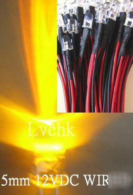 100P 12VDC pre wired 5MM 13,000MCD amber led custom car