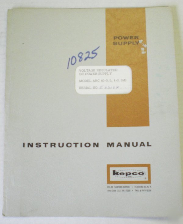 Kepco model abc 40-0.5 instruction manual - $5 shipping