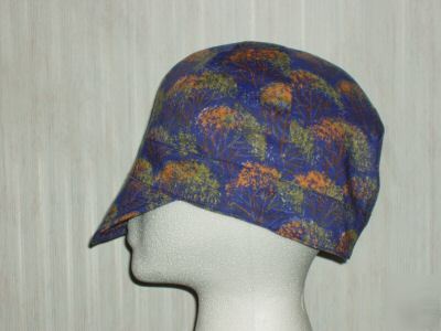 Welding cap in lavender fall trees