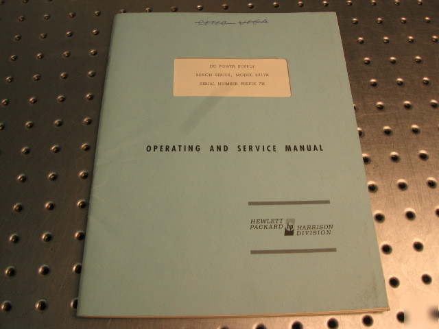 G30999 hp 6217A operating & service manual