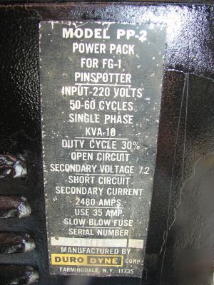 Duro dyne pinspotter fg-1 hvac insertion welder press