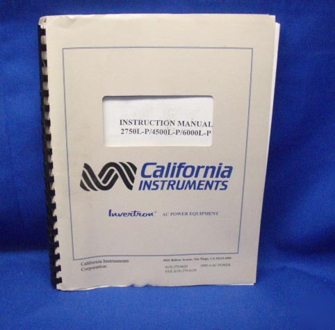 California instruments 2750L-p/4500L-p/6000L-p manual