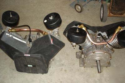 Twin duplex air compressor heads oil based