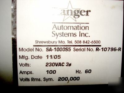 Ranger automation pick and place robot , 2005 model 