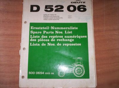 Deutz-fahr D5206 tractor spare parts manual