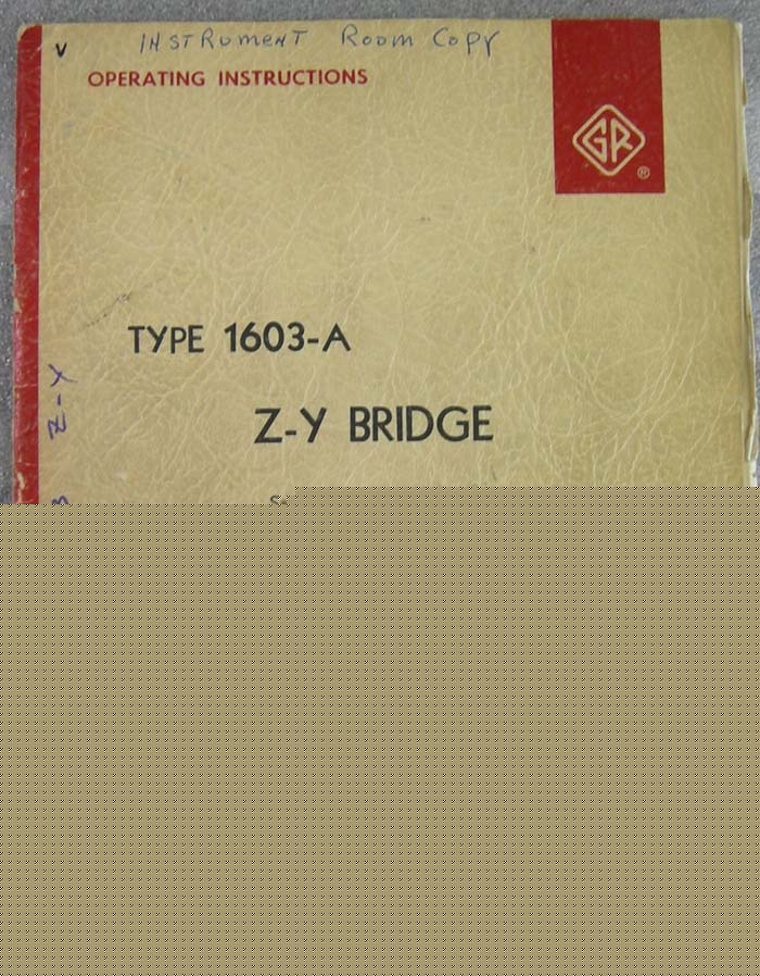 Gr 1603A z-y bridge operating manual