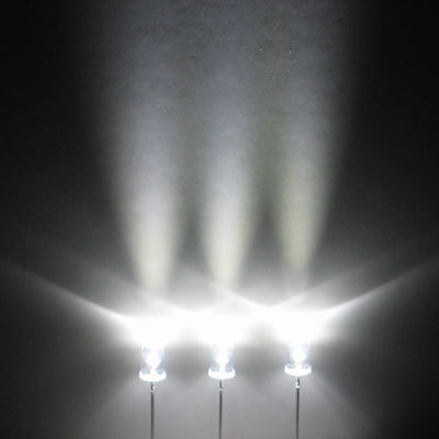 White led set of 100 super bright 5MM 13000MCD+ f/r