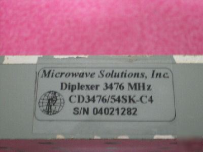 Microwave solutions inc diplexer 3476MHZ CD3476/54SK-C4