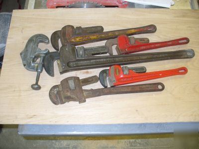 Rigid pipe wrench lot 5 and tube cutter