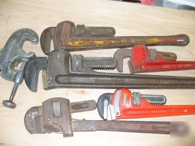 Rigid pipe wrench lot 5 and tube cutter