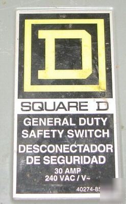 Square d D321N 30 amp 240 vac / v~ 3 phase breaker box