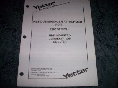 Yetter 2960 residue manager coulter attachment manual