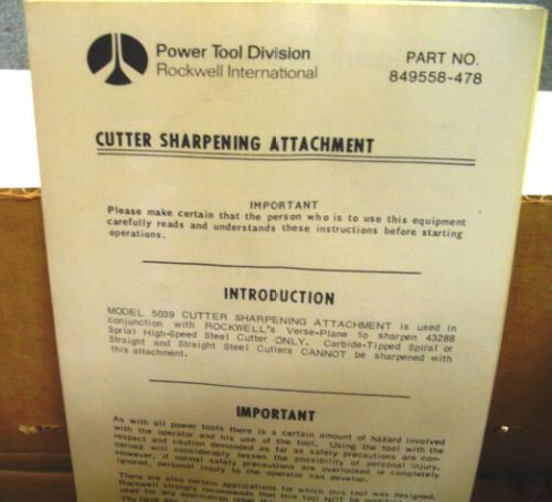 Rockwell cutter sharpening attach. for versa- plane nos