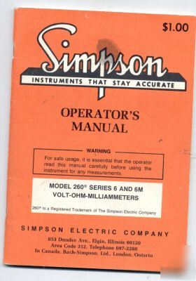 Simpson 260 6 & 6M milliammeters operators manual