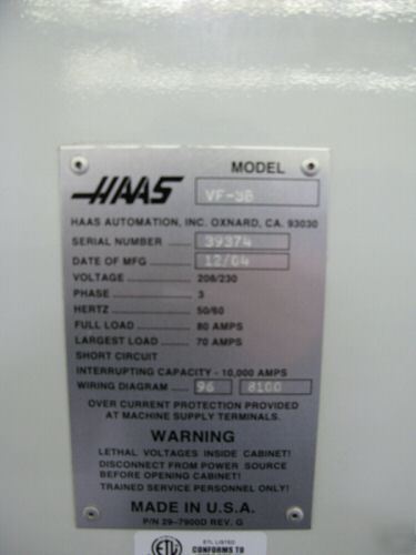 2005 haas vf-3B 631 run hrs.