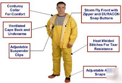 35MM pvc/polyester 3-piece rainsuit rain gear medium