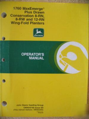 John deere 1760 drawn 8W 8N 12N planter operator manual