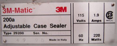3M matic 200A adjustable case sealer (4893)