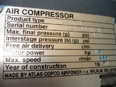 Atlas copco rotary screw air compressor no GA7P (20623)