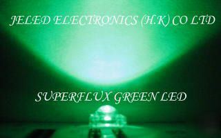 NEW200X superflux green 5MM r/h led lamp 15,000MCD f/s