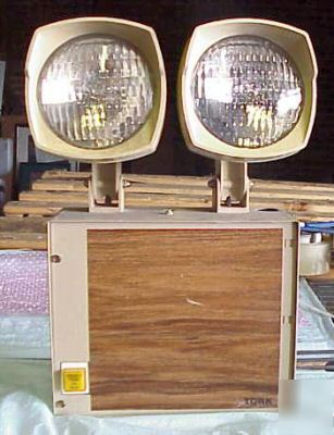 Tork model #415, emergency lighting, beige & wood tone