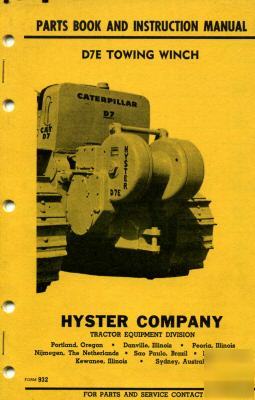 1 book D7E towing winch. hyster company tractor 
