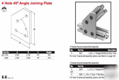  4 (#4346) 4-hole angle joining plates (80/20 inc)alum