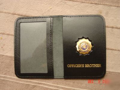 Leather mini badge/id holder nystate dept of correction