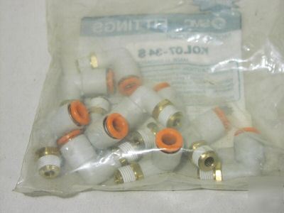 New smc KQ2L07-34S elbow tube fitting 1/4-1/8 npt QTY10 